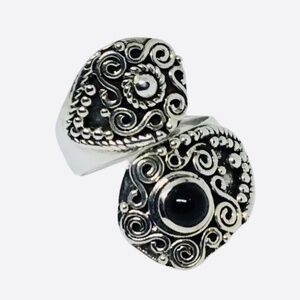 Onyx and Sterling Silver Spoon Ring